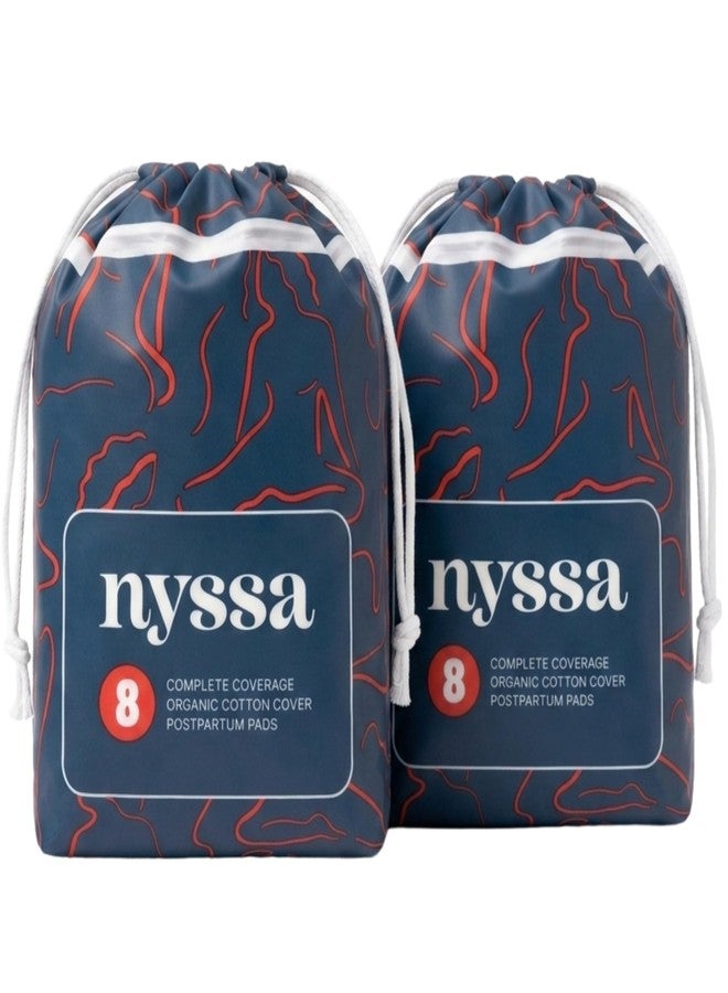Nyssa Postpartum Pads, 16" Long, Ultra-Absorbent Organic Cotton, 2 Pack (16 Pads Total - Image 1