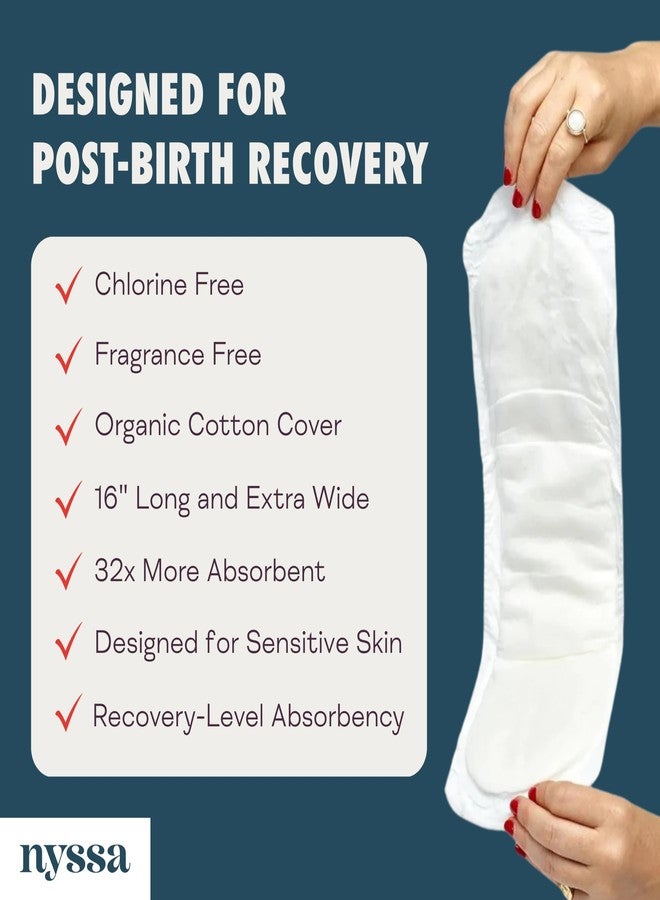 Nyssa Postpartum Pads, 16" Long, Ultra-Absorbent Organic Cotton, 2 Pack (16 Pads Total - Image 2