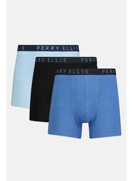 PERRY ELLIS Men 3 Pack Brand Logo Boxer Briefs, Multicolor  - Image 1