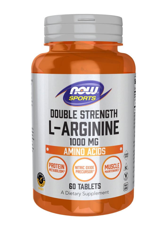 now SPORTS L-Arginine Double Strength 1000 mg 60 Tablets 