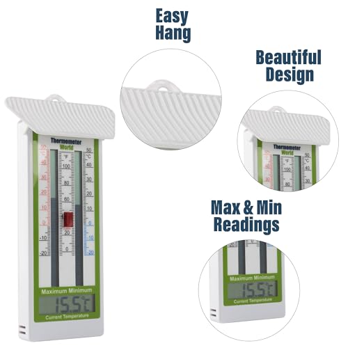 Thermometer World Digital Max Min Thermometer Classic Design - Wall Mounted Temperature Monitor for Garden, Greenhouse or Home - Image 4