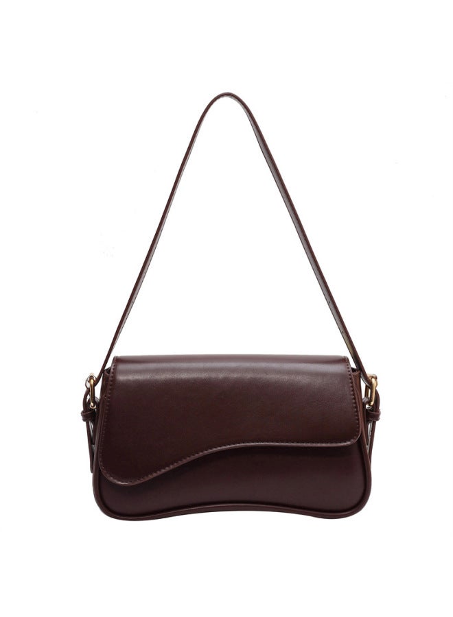 Style Flip Magnetic Buckle Shoulder Crossbody Bag For Work And Work Clothing, Fashionable And Simple Armpit Small Square Bag, Satchel Accordion Bag For Women-Color:Brown  - Image 1