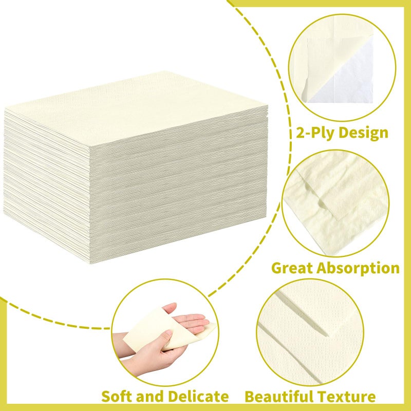 NatNarr 60 Pcs Ivory Napkins, Disposable Cream Dinner Napkins Decorative Guest Hand Towels for Bathroom Beige Paper Napkin for Wedding, Bridal Baby shower - Image 3