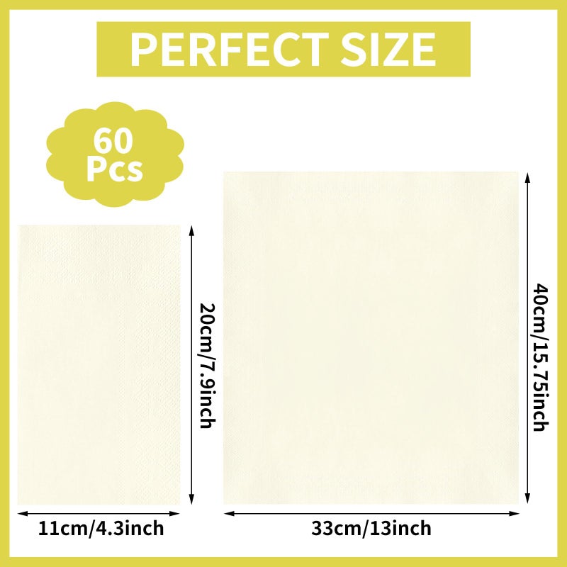 NatNarr 60 Pcs Ivory Napkins, Disposable Cream Dinner Napkins Decorative Guest Hand Towels for Bathroom Beige Paper Napkin for Wedding, Bridal Baby shower - Image 2