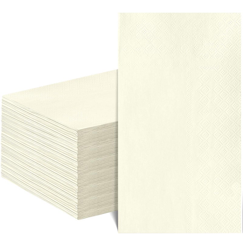 NatNarr 60 Pcs Ivory Napkins, Disposable Cream Dinner Napkins Decorative Guest Hand Towels for Bathroom Beige Paper Napkin for Wedding, Bridal Baby shower - Image 1