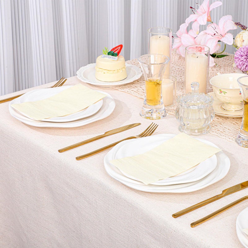 NatNarr 60 Pcs Ivory Napkins, Disposable Cream Dinner Napkins Decorative Guest Hand Towels for Bathroom Beige Paper Napkin for Wedding, Bridal Baby shower - Image 4