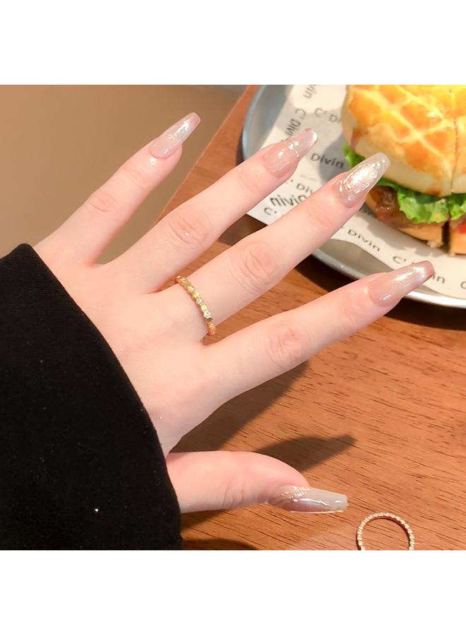 Honeycomb Point Diamond Titanium Steel Ring Female Niche High-grade Light Luxury Zircon Couple Ring Plain Ring Tail Ring Holder