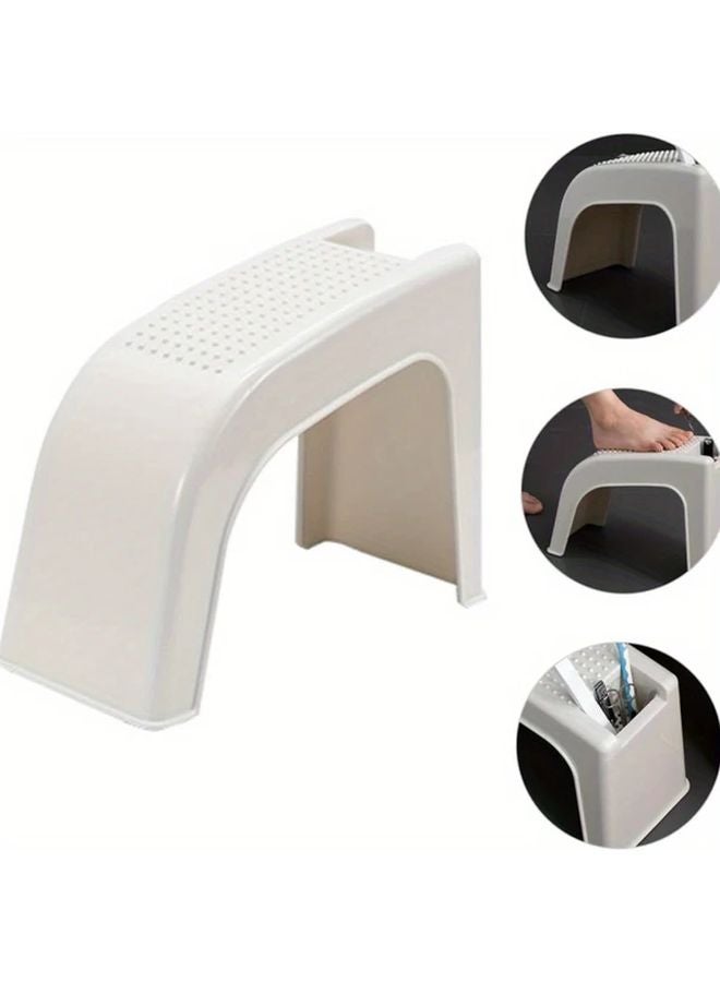 White Shower Foot Rest with Non Slip Surface and Built in Storage for Pedicure - Image 4