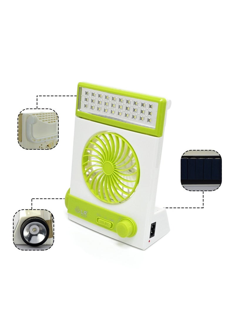 LR مروحة صغيرة محمولة 3 في 1 متعددة الوظائف تعمل بالطاقة الشمسية مع مصباح يدوي LED للطاولة للاستخدام المنزلي والمكتب والتخييم - Image 3