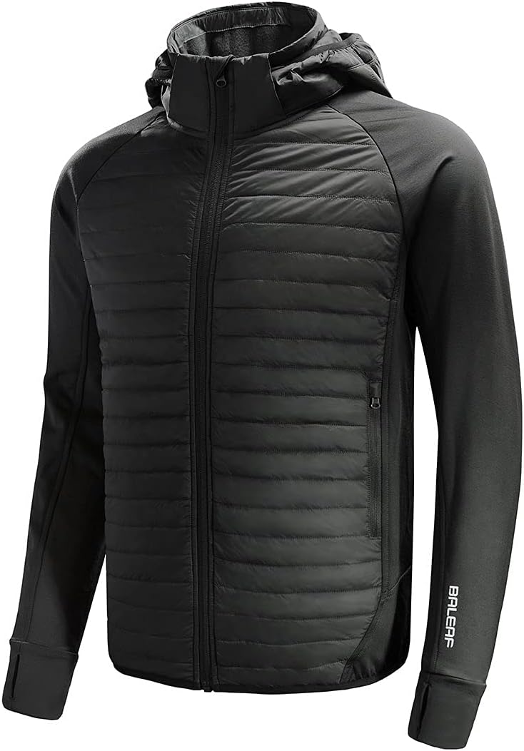 BALEAF Men's Lightweight Warm Puffer Jacket - Winter Down Jacket Thermal Hybrid Hiking Coat - Water Resistant Packable - Black - Image 1