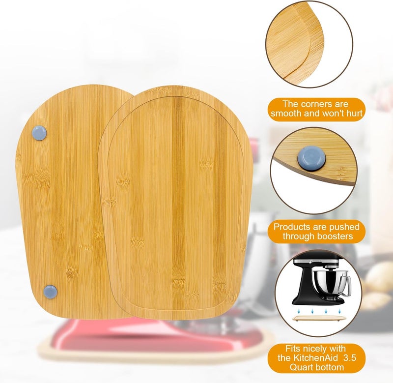 حصيرة منزلقة من الخيزران لخلاط Kitchen Aid Artisan Mini سعة 3.5 كوارت مع رأس مائل، لوحة انزلاقية لتخزين ملحقات أجهزة المطبخ، إكسسوارات صينية نقل على سطح العمل لـ Kitchen Aid - Image 3