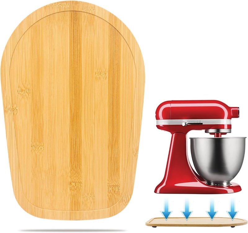 حصيرة منزلقة من الخيزران لخلاط Kitchen Aid Artisan Mini سعة 3.5 كوارت مع رأس مائل، لوحة انزلاقية لتخزين ملحقات أجهزة المطبخ، إكسسوارات صينية نقل على سطح العمل لـ Kitchen Aid - Image 1