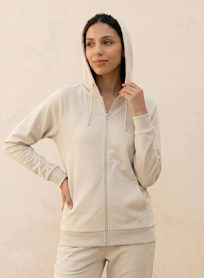Splash Active BEIGE 2-Way Stretch Hoodie for Women | Best Price UAE