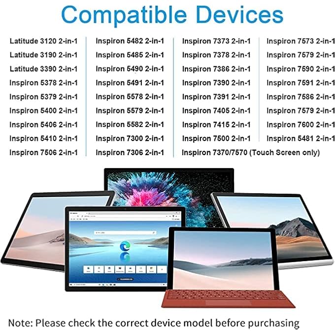 rayihni قلم نشط ستايلوس لجهاز ديل إنسبيرون 5379 5482 7306 7500 7506 7573 7586، لابتوب بشاشة تعمل باللمس 2 في 1 من لاتيتود 3190 3390 7230، يدعم ديل PN350M PN338M PN771M (فقط لنماذج ديل المحددة)  - Image 2