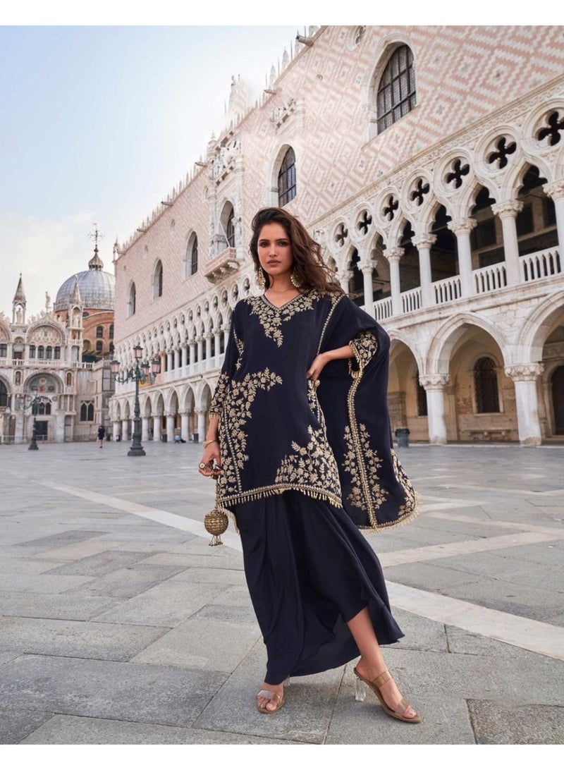 Ameya طقم سالوار سوت مع تطريز كريب