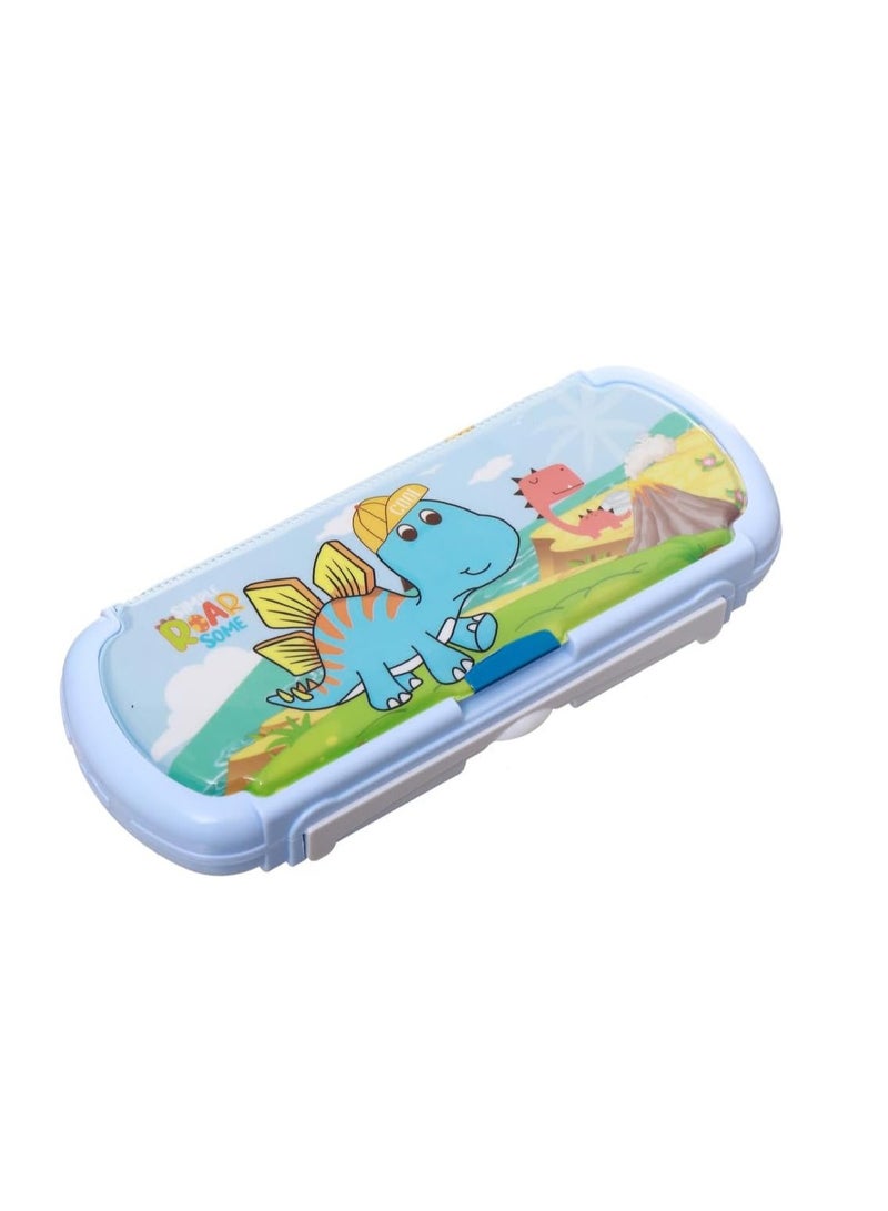 Cute Multifunctional Stationery Box,Pencil Case For Childeren With Drawing Board Dinosaur Style - Blue  - Image 1