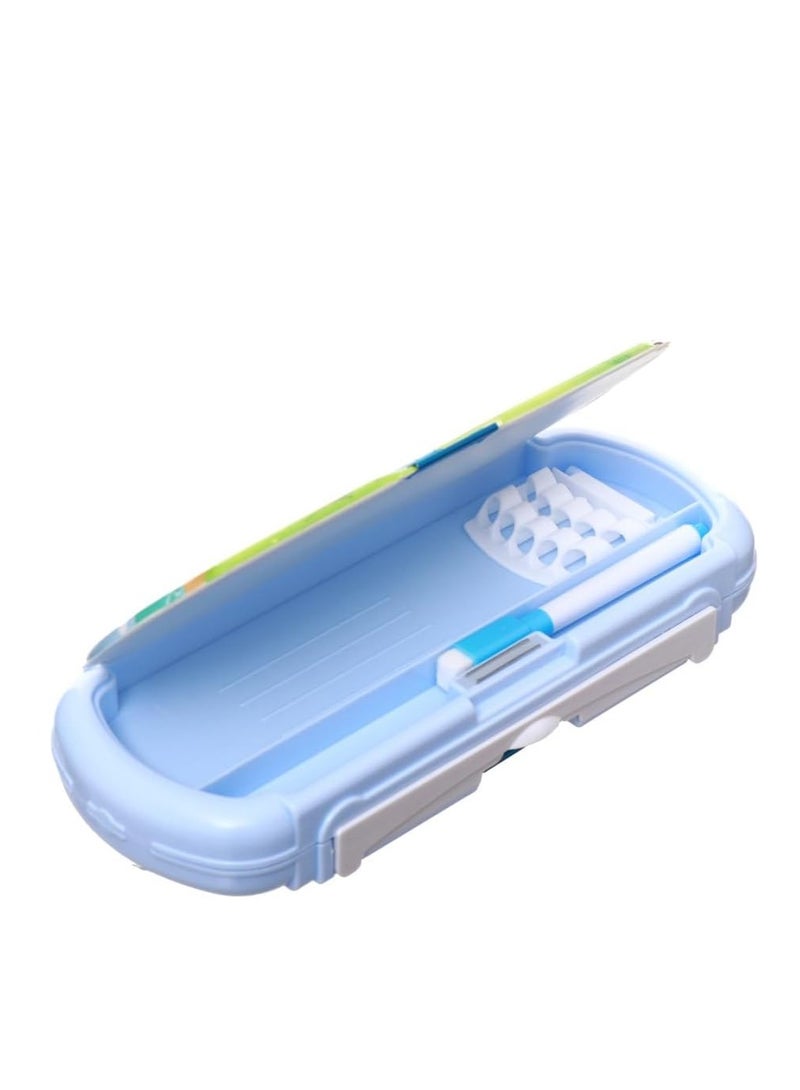 Cute Multifunctional Stationery Box,Pencil Case For Childeren With Drawing Board Dinosaur Style - Blue  - Image 3