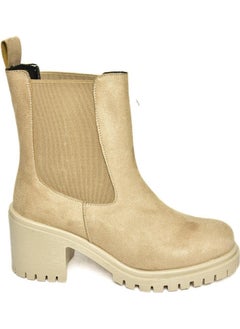 Fox Shoes T726981602 Beige Suede Elastic Thick Heel Women's Boots  - Image 5