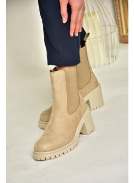 Fox Shoes T726981602 Beige Suede Elastic Thick Heel Women's Boots  - Image 2