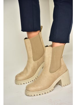 Fox Shoes T726981602 Beige Suede Elastic Thick Heel Women's Boots  - Image 3