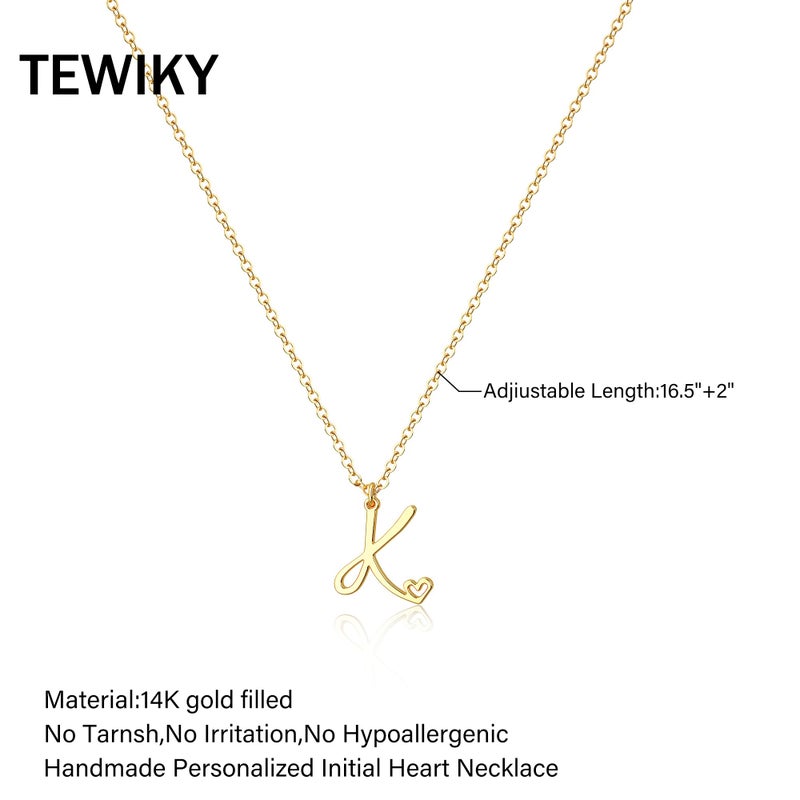 Tewiky Initial Necklace for Women-14k Gold Plated Dainty Letter Necklaces Trendy Cute Custom Personalized Monogram - Image 5
