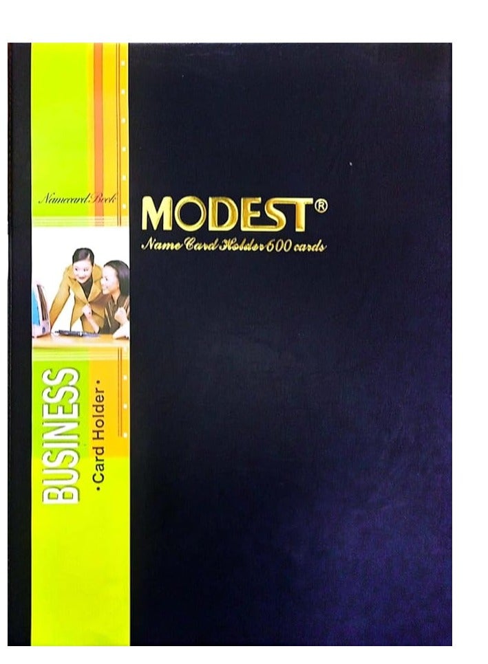 MODEST Business card Holder 600 Cards Hard Cover Black - Image 1