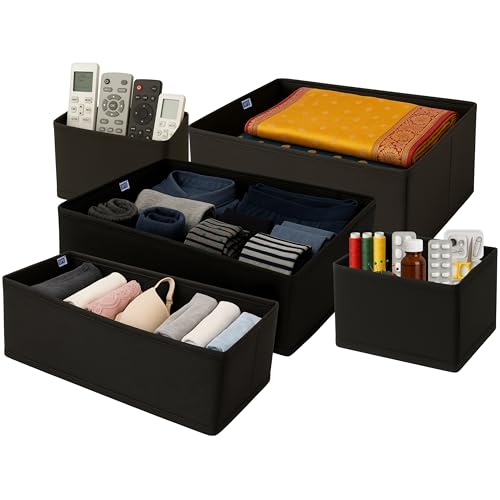 Skrill 12-Piece Foldable Cloth Storage Box Set | Cube Baskets, Bins & Dividers for Closet & Dresser Drawer Organization - Image 5