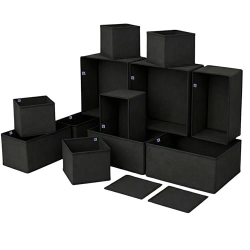Skrill 12-Piece Foldable Cloth Storage Box Set | Cube Baskets, Bins & Dividers for Closet & Dresser Drawer Organization - Image 1