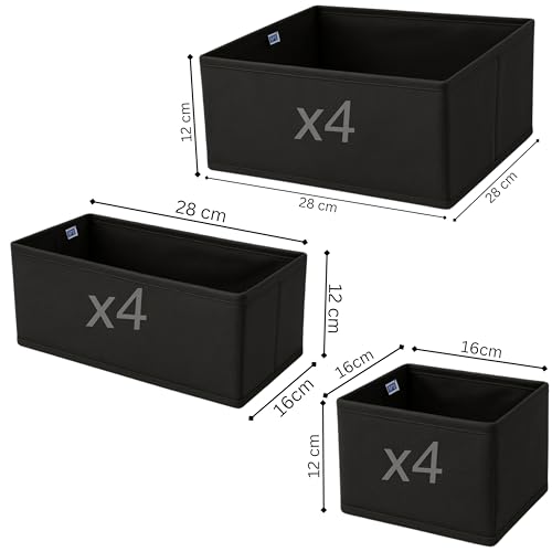 Skrill 12-Piece Foldable Cloth Storage Box Set | Cube Baskets, Bins & Dividers for Closet & Dresser Drawer Organization - Image 2