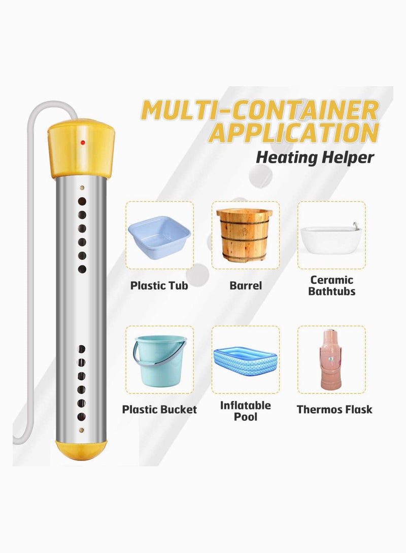 SYOSI Immersion Water Heater, Electric Portable Bucket Heater with Stainless-steel Cover Submersible with Digital Thermometer for Pool Bathtub, Basin, Fully Immersed While Using - Image 3
