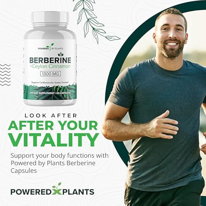 POWERED X PLANTS Pure Berberine Supplement - 1300mg Berberine with Ceylon Cinnamon for Metabolism & Immune System Support - 2 Pack, 120 Servings - Image 2