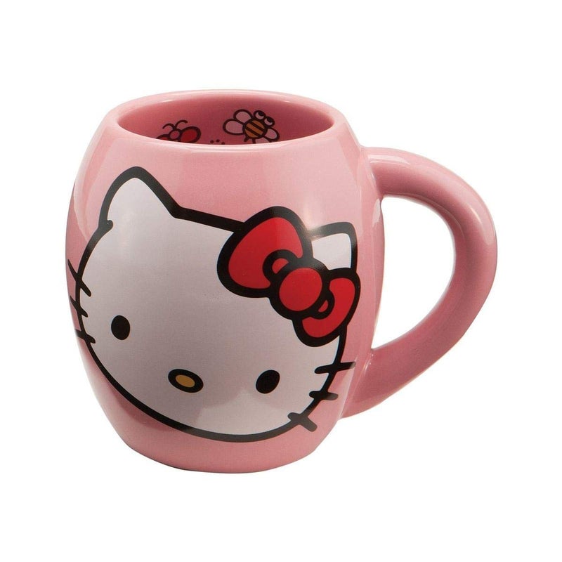 Vandor 18062 Hello Kitty 18 oz Oval Ceramicl Mug Pink White and Red  SSVG18062