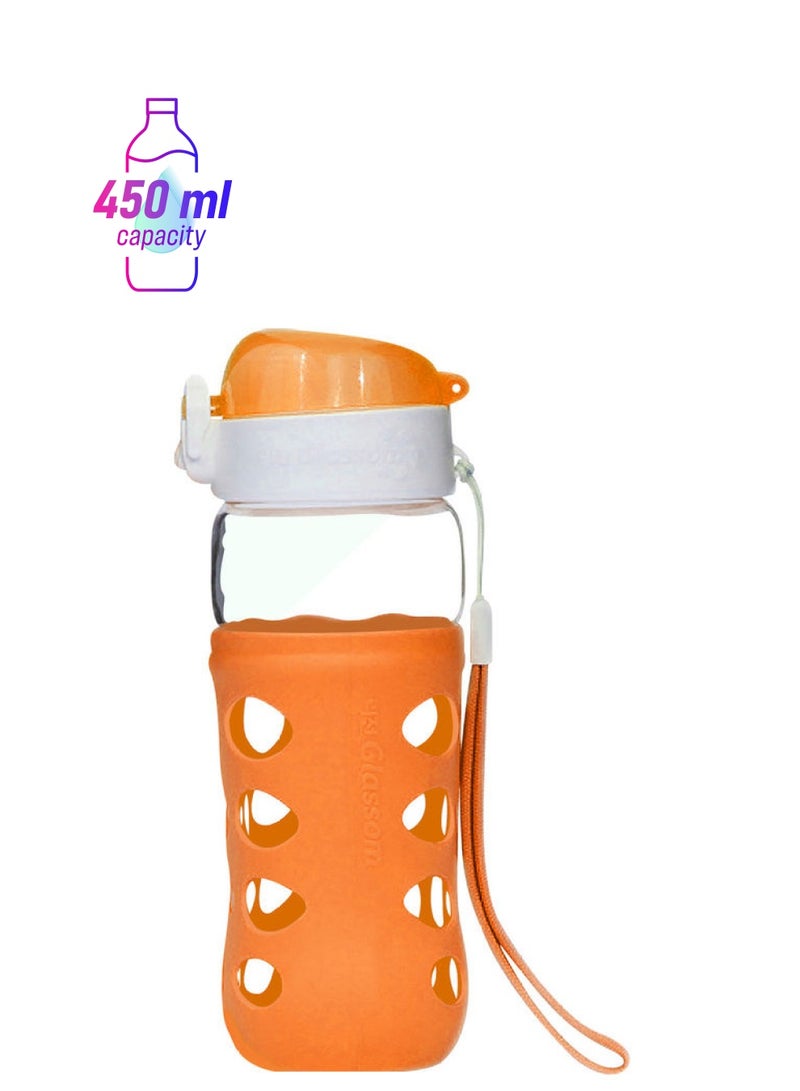 إسكدنيا زجاجة مياه من الزجاج مضادة للانزلاق برتقالي 450 ml - Image 1
