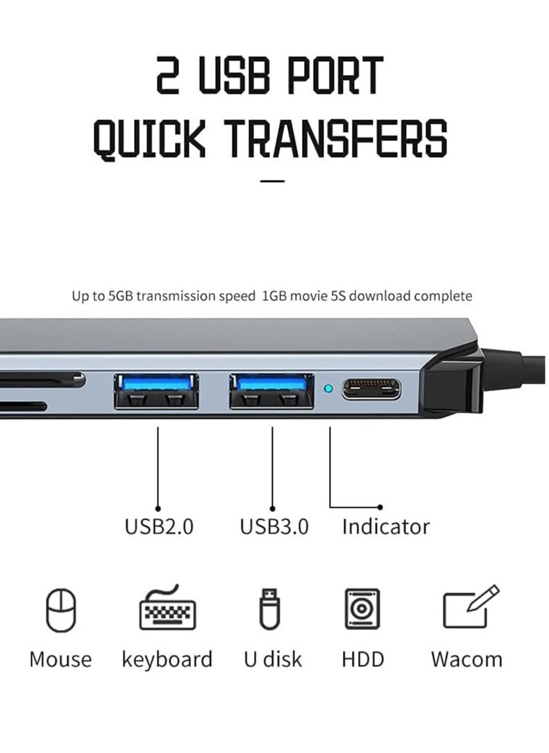 ELTRAZONE USB C Hub Multiport Adapter 6 in 1 Type C Hub with 4K HDMI USB 3.0 Data Transfer, 87W Power Deliver(PD),  - Image 5