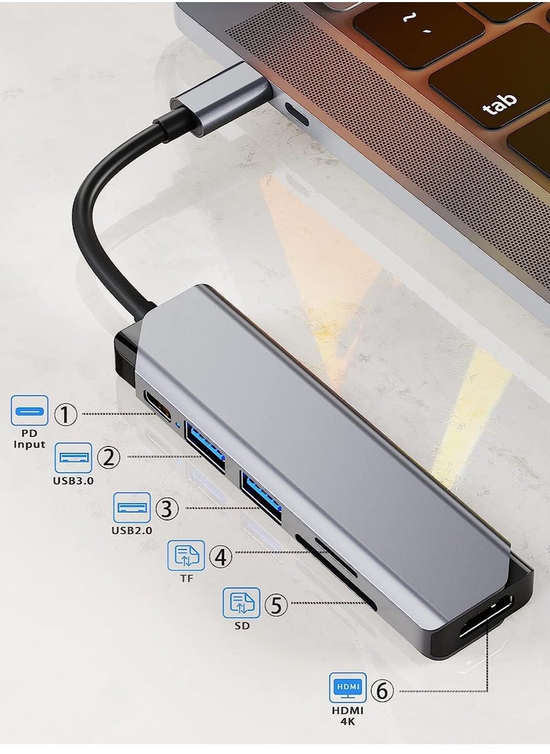 ELTRAZONE USB C Hub Multiport Adapter 6 in 1 Type C Hub with 4K HDMI USB 3.0 Data Transfer, 87W Power Deliver(PD),  - Image 2