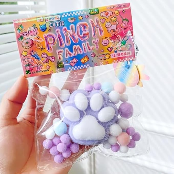 SWIUKPHE Squishy Cat Paw Squeeze Toys, Kawaii Squishies PVC Sensory Toys, Stress Relieving Fur Ball OPP Packaging Gifts, Fidget Toys Squishy Novelty Things Suitable for Kids Teenage - Image 3