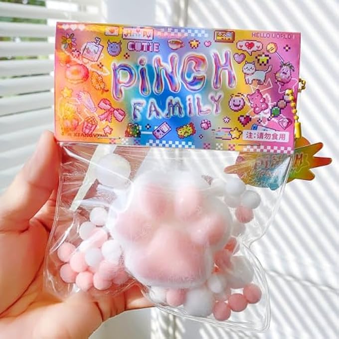 SWIUKPHE Squishy Cat Paw Squeeze Toys, Kawaii Squishies PVC Sensory Toys, Stress Relieving Fur Ball OPP Packaging Gifts, Fidget Toys Squishy Novelty Things Suitable for Kids Teenage - Image 2