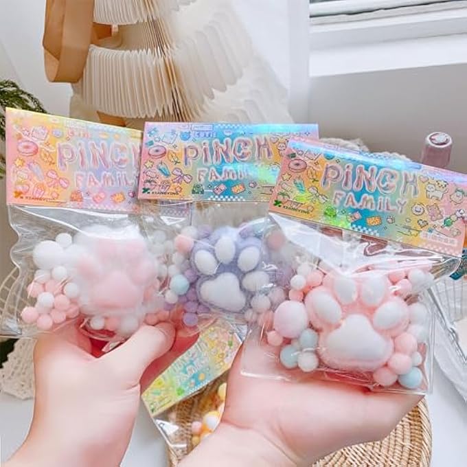 SWIUKPHE Squishy Cat Paw Squeeze Toys, Kawaii Squishies PVC Sensory Toys, Stress Relieving Fur Ball OPP Packaging Gifts, Fidget Toys Squishy Novelty Things Suitable for Kids Teenage - Image 5