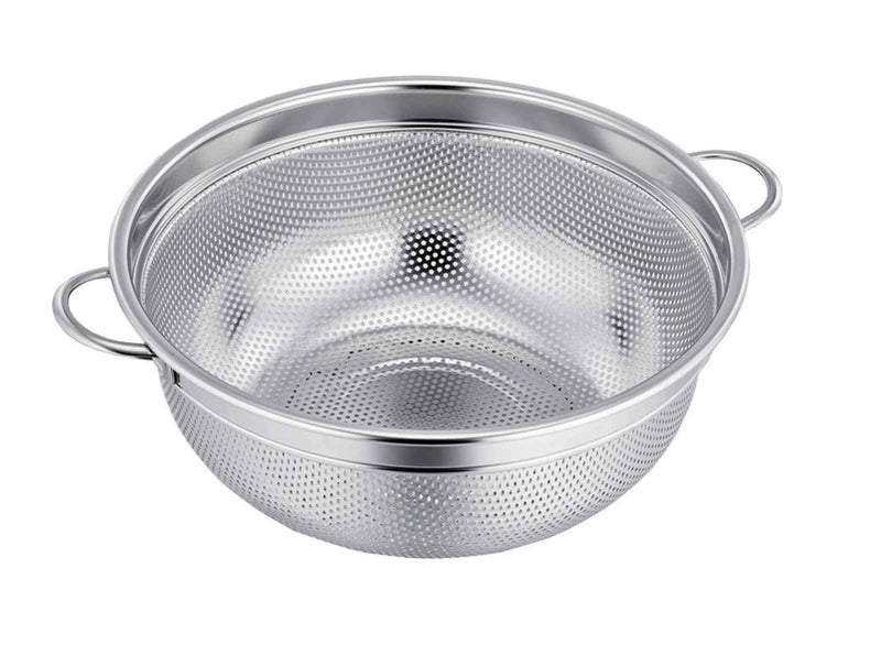 TeamFar Colander 3qt Colander Strainer Stainless Steel Solid Handle  Elevation Base Microperforated  Dishwasher Safe