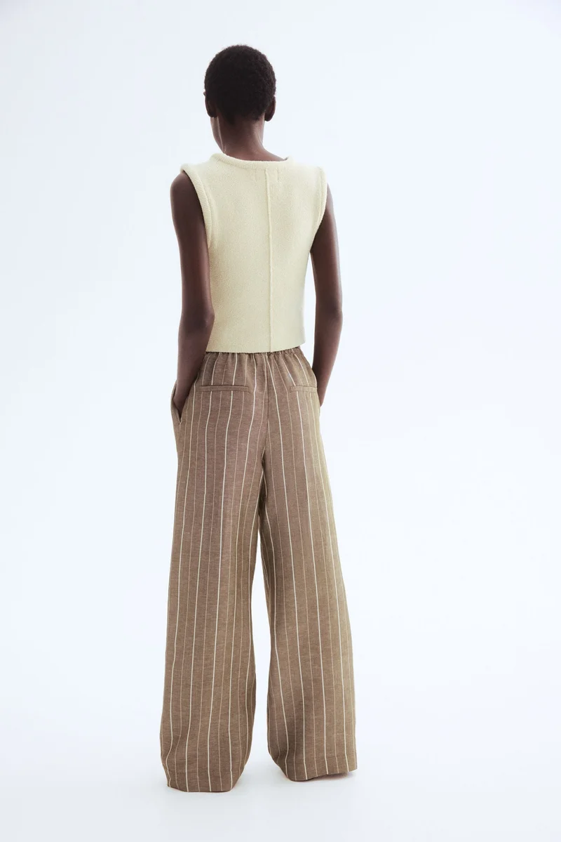 اتش اند ام Straight linen-blend trousers