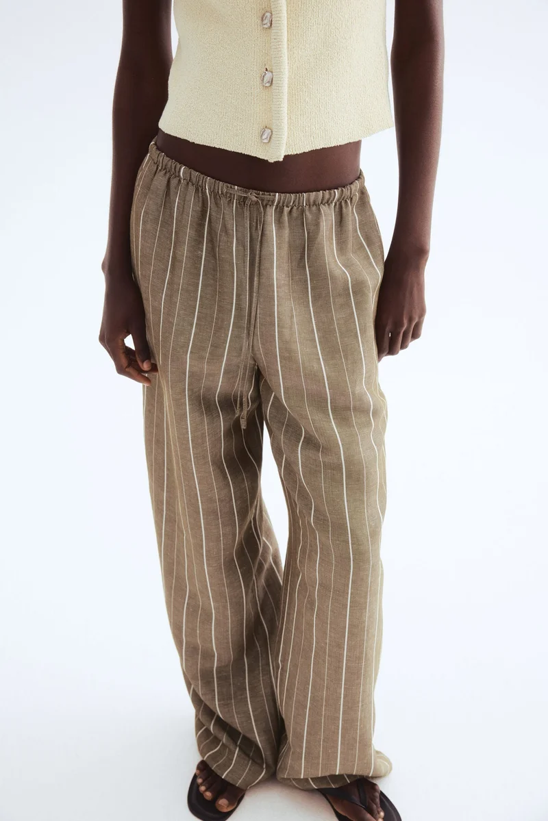 اتش اند ام Straight linen-blend trousers
