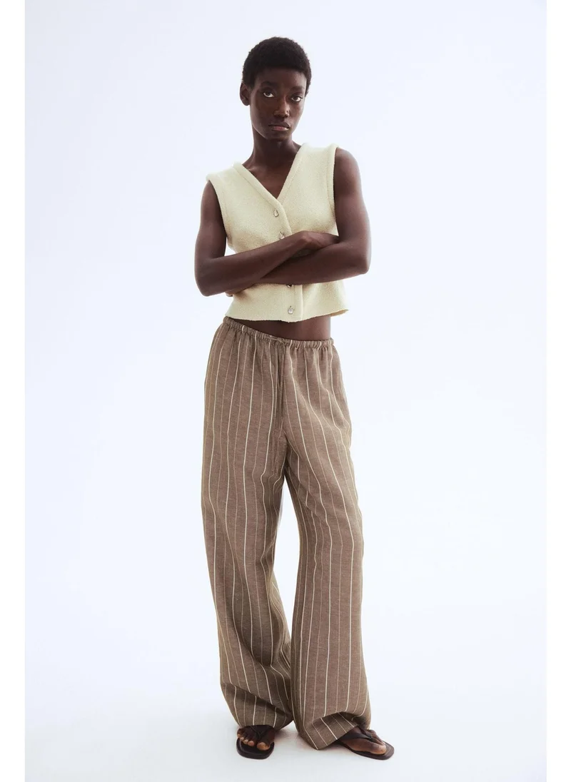 H&M Straight linen-blend trousers