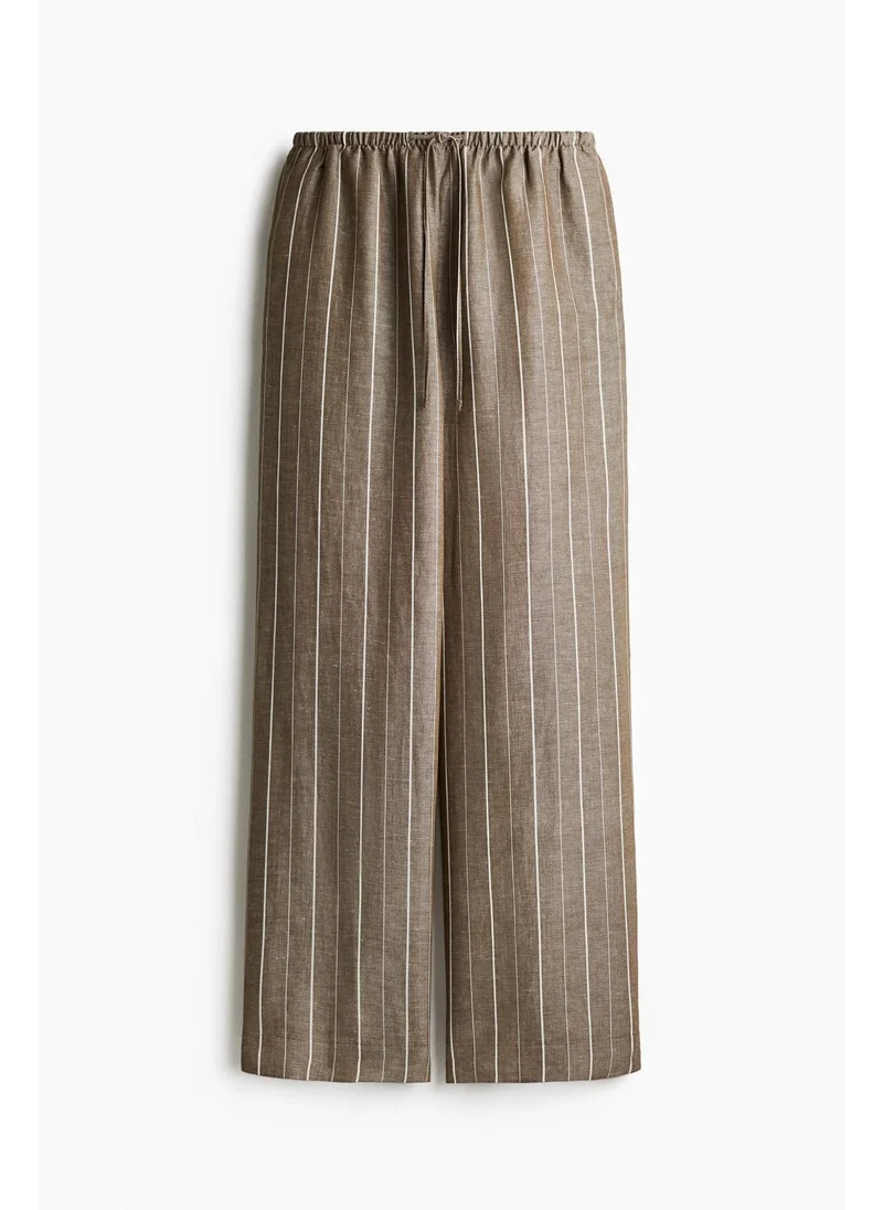 H&M Straight linen-blend trousers