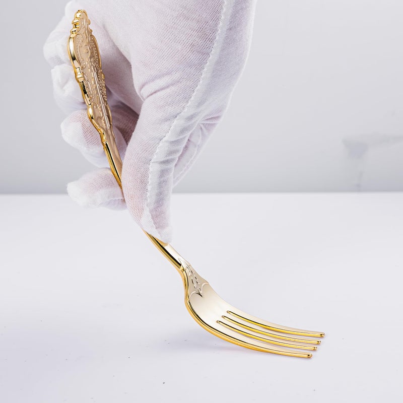 N9R 120pcs Gold Plastic Silverware  Disposable Silverware Include 40 Forks  40 Spoons  40 Knives  Gold Cutlery Set Disposable for Party  Wedding and Daily Use - Image 5