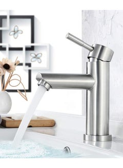 In Air Modern Basin Faucet Bathroom Chrome Brushed Faucet Deck Mounted Basin Sink Tap Mixer Hot Cold Water Stainless Steel Faucet  - Image 1