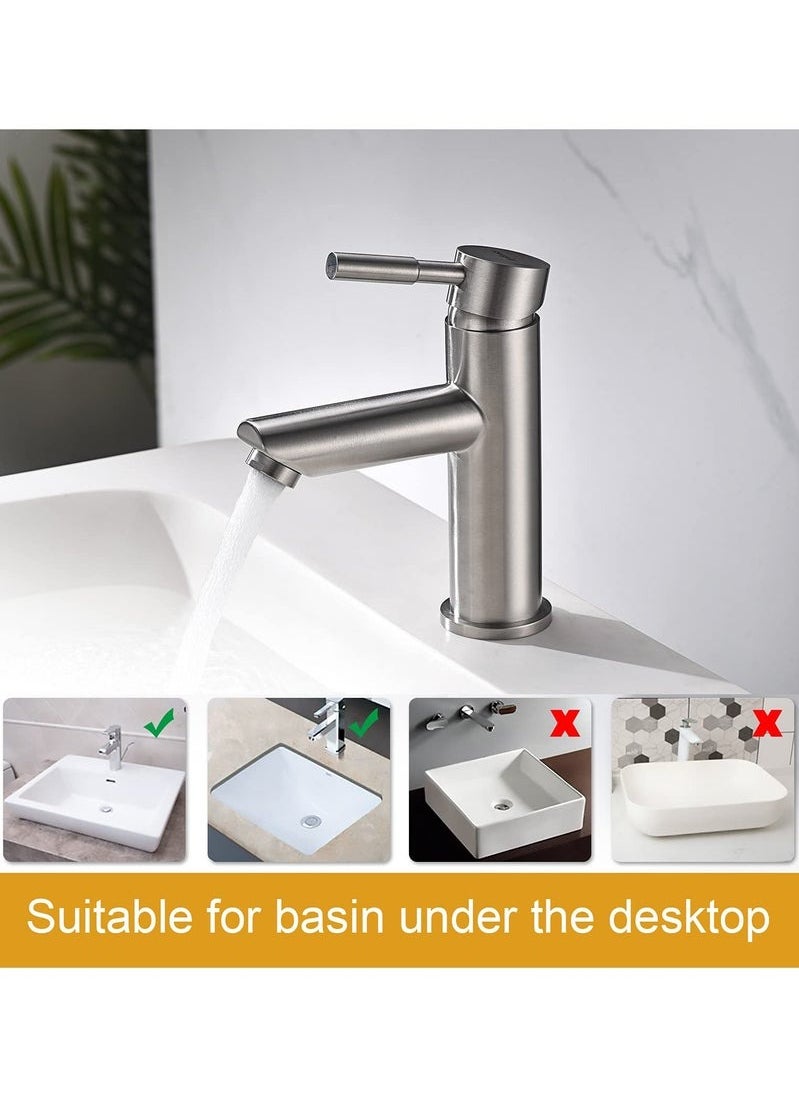 In Air Modern Basin Faucet Bathroom Chrome Brushed Faucet Deck Mounted Basin Sink Tap Mixer Hot Cold Water Stainless Steel Faucet  - Image 4