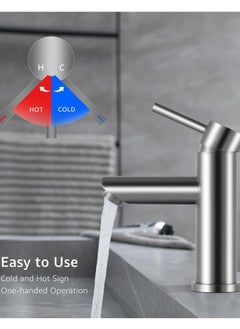 In Air Modern Basin Faucet Bathroom Chrome Brushed Faucet Deck Mounted Basin Sink Tap Mixer Hot Cold Water Stainless Steel Faucet  - Image 2