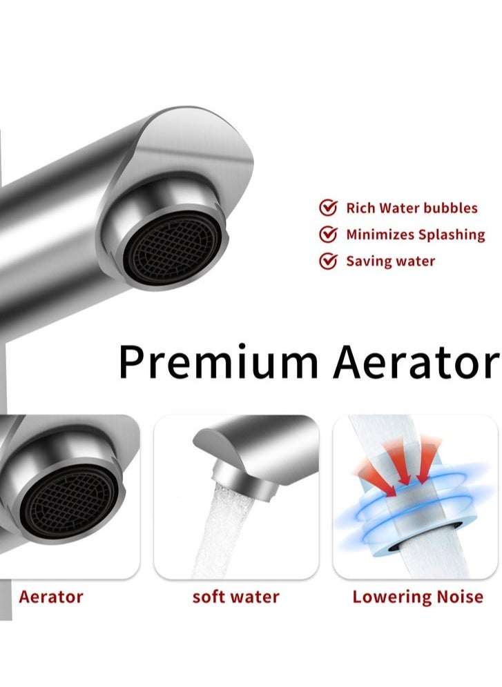 In Air Modern Basin Faucet Bathroom Chrome Brushed Faucet Deck Mounted Basin Sink Tap Mixer Hot Cold Water Stainless Steel Faucet  - Image 5