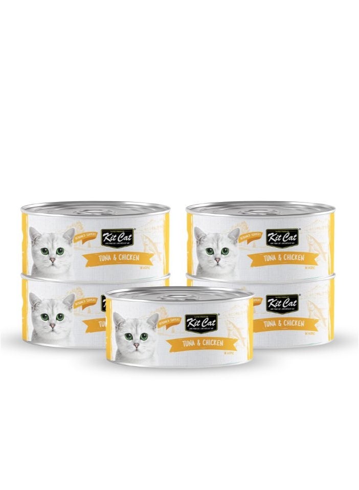 Kit Cat 5PC's Kit Cat Tuna & Chicken Wet Cat Food 80g Cans - Image 1