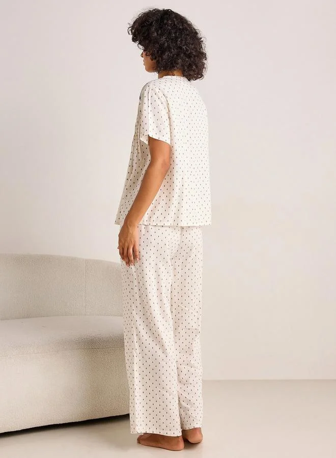 Splash FAV  Pyjama Set Button-Down Top & Trousers for Women | Best Price UAE